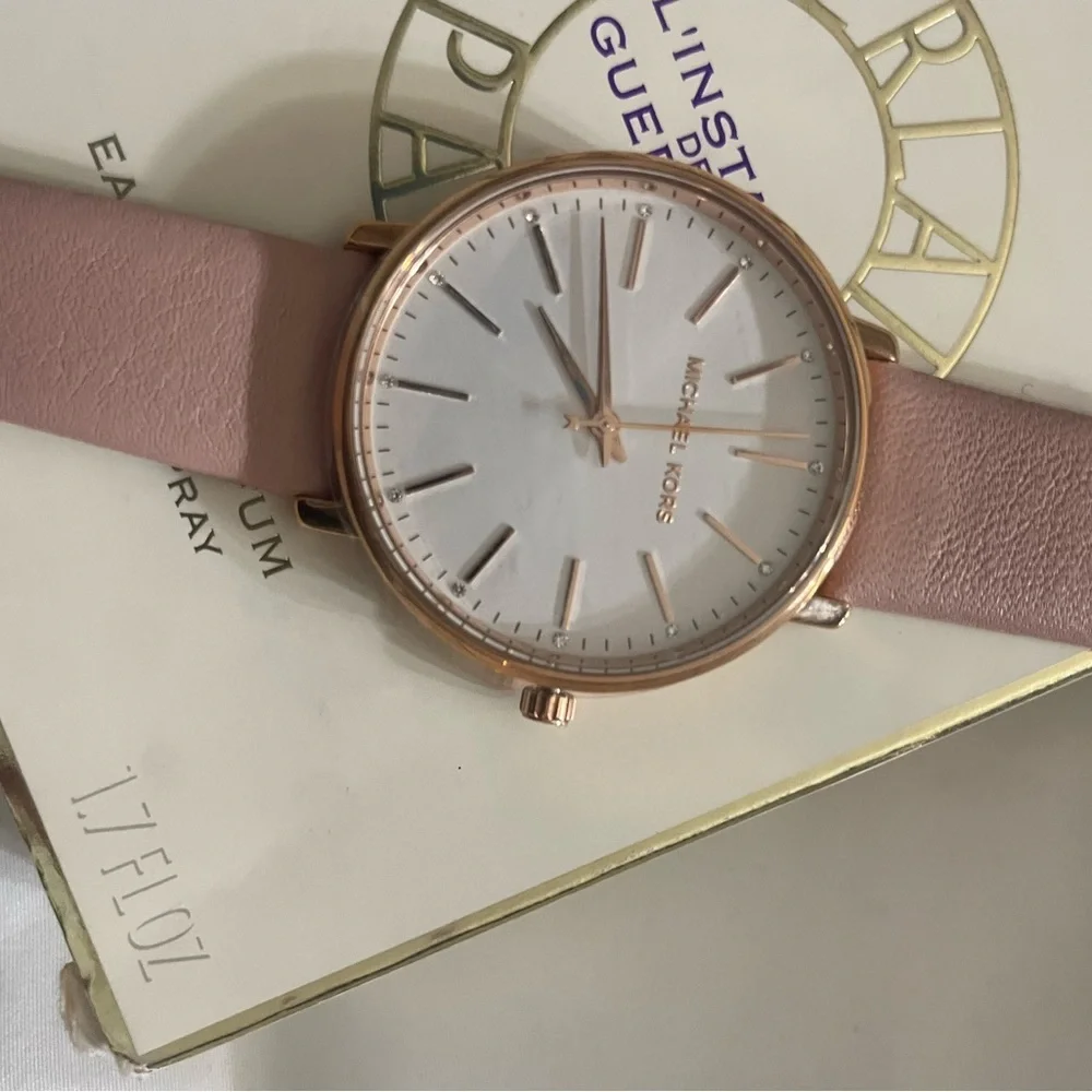 MICHAEL KORS Pyper Rose Gold-Tone Leather Watch‎